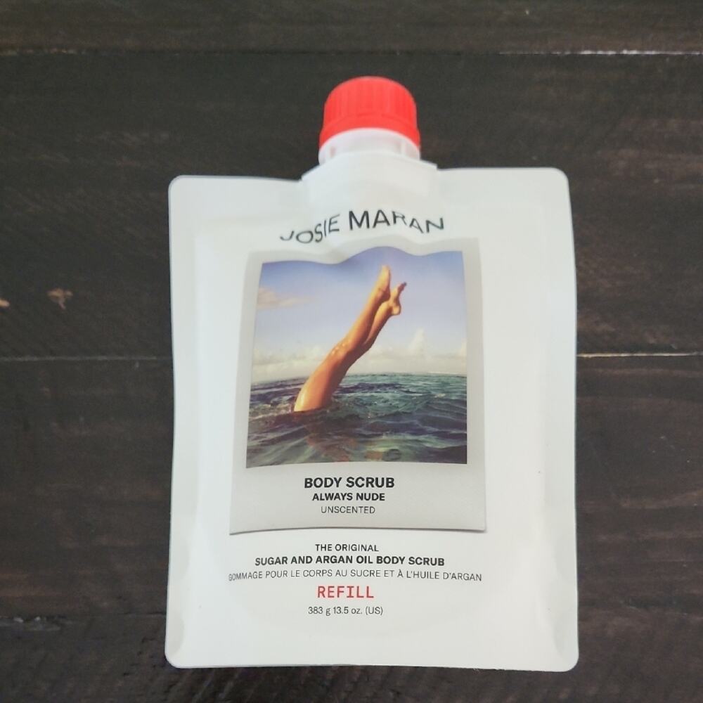 JOSIE MARAN Sugar & Argan Oil Body Scrub Always Nude Unscented Refill 13.5 oz